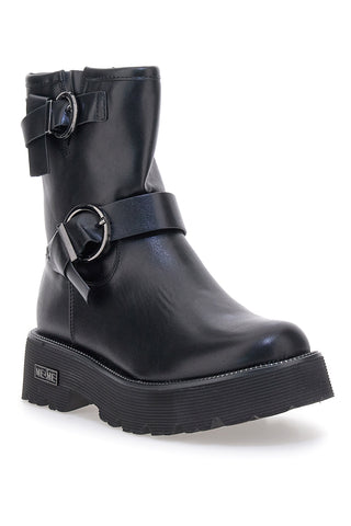 Anfibi neri con doppia fibbia e suola carrarmato Me & Me 3013