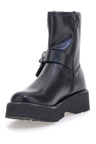 Anfibi neri con doppia fibbia e suola carrarmato Me & Me 3013