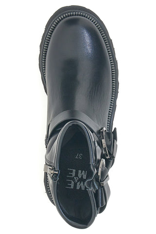 Anfibi neri con doppia fibbia e suola carrarmato Me & Me 3013