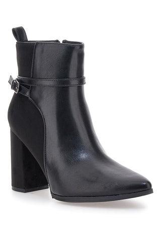 Le Havre Paris 6001 Schwarze Stiefeletten mit hohem Absatz und Knöchelriemen