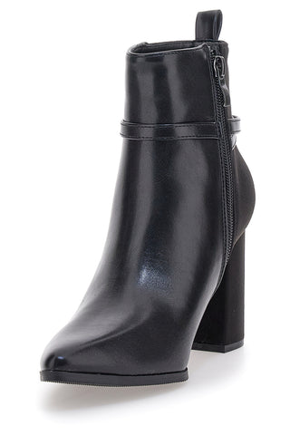 Le Havre Paris 6001 Schwarze Stiefeletten mit hohem Absatz und Knöchelriemen