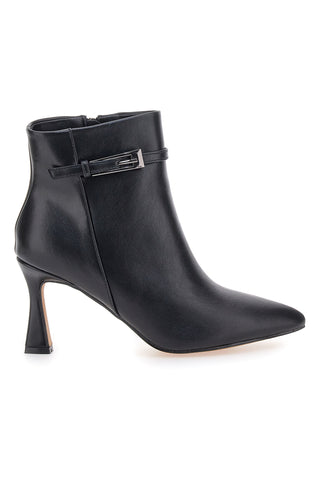 Le Havre Paris 6052 schwarze Stiefeletten mit Metallriemen und ausgestelltem Absatz