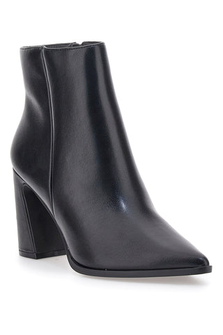 Le Havre Paris 801 schwarze Stiefeletten mit hohem Blockabsatz und spitzer Zehenpartie