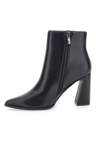 Le Havre Paris 801 schwarze Stiefeletten mit hohem Blockabsatz und spitzer Zehenpartie