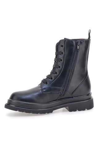 Schwarze Stiefeletten von Laura Biagiotti (Modell L97109502) mit Strasssteinen an den Seiten.