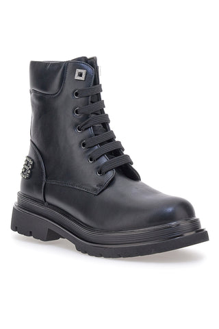 Scarponcini neri con zip laterale e strass Laura Biagiotti L97129504