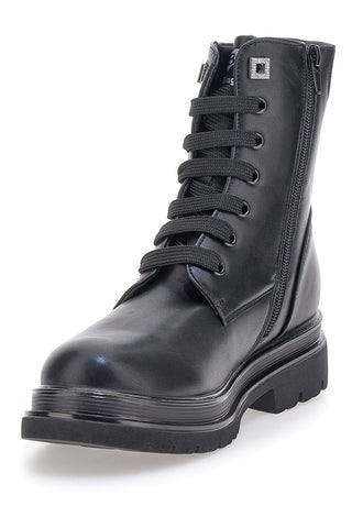 Scarponcini neri con zip laterale e strass Laura Biagiotti L97129504