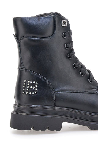 Scarponcini neri con zip laterale e strass Laura Biagiotti L97129504