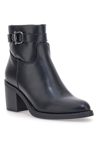 Schwarze Stiefeletten mit Absatz und Gürtel-Detail Pittarello Capsule BT24186003