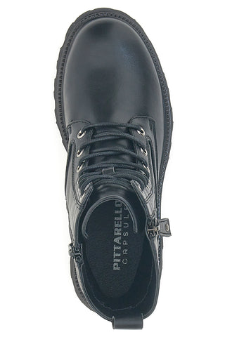 Pittarello Capsule BT251123019 schwarze Amphibien mit Panzersohle und seitlichem Reißverschluss