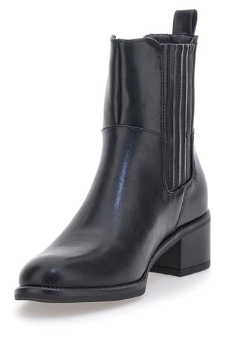 Stivaletti neri con fascia laterale strutturata e tacco medio Pittarello capsule BT251152002