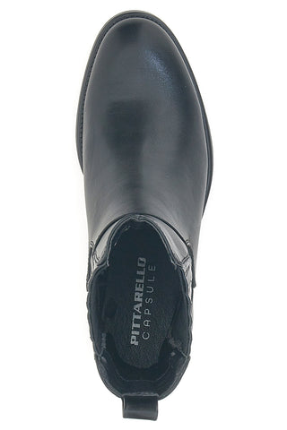 Stivaletti neri con fascia laterale strutturata e tacco medio Pittarello capsule BT251152002