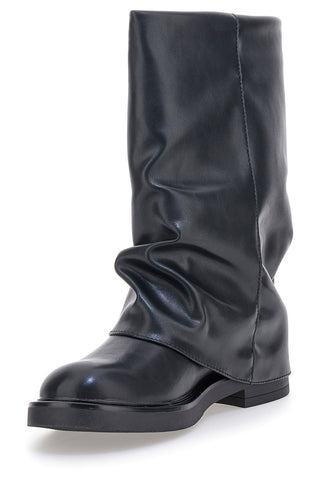 Pittarello Capsule BT251241010 Schwarze Stiefeletten mit Schnalle und weitem Bein