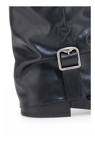 Pittarello Capsule BT251241010 Schwarze Stiefeletten mit Schnalle und weitem Bein