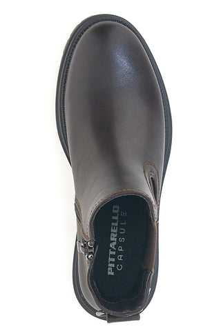 Braune Stiefeletten mit elastischer Seite und Profilsohle Pittarello BT23059066A