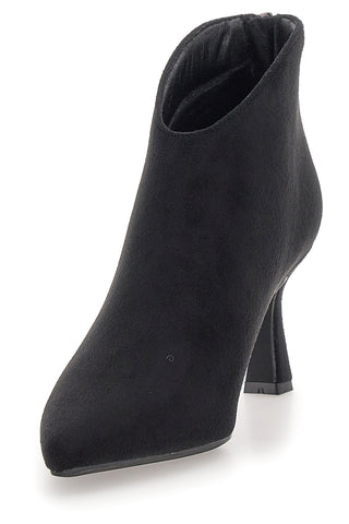 Nazareno Gabrieli 3707 schwarze Stoffstiefeletten mit Spool-Absatz und Reißverschluss hinten