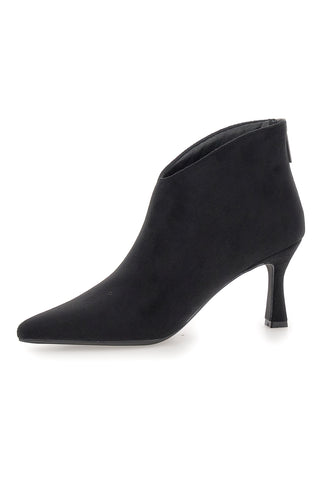 Nazareno Gabrieli 3707 schwarze Stoffstiefeletten mit Spool-Absatz und Reißverschluss hinten