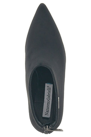 Nazareno Gabrieli 3707 schwarze Stoffstiefeletten mit Spool-Absatz und Reißverschluss hinten