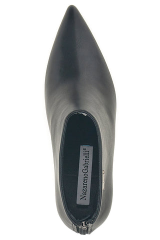 Tronchetti neri con tacco a rocchetto e zip posteriore Nazareno Gabrieli 3707