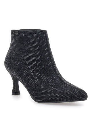 Nazareno Gabrielli 7225 schwarze Stiefeletten mit Strasssteinen und mittlerem Absatz