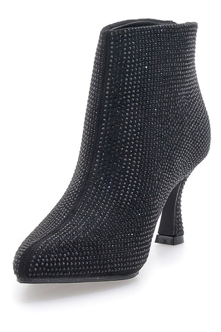 Nazareno Gabrielli 7225 schwarze Stiefeletten mit Strasssteinen und mittlerem Absatz