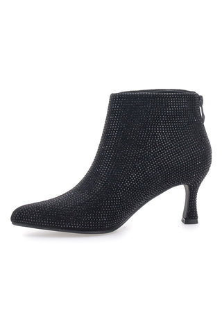 Nazareno Gabrielli 7225 schwarze Stiefeletten mit Strasssteinen und mittlerem Absatz