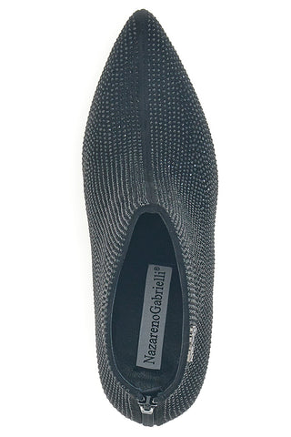Nazareno Gabrielli 7225 schwarze Stiefeletten mit Strasssteinen und mittlerem Absatz