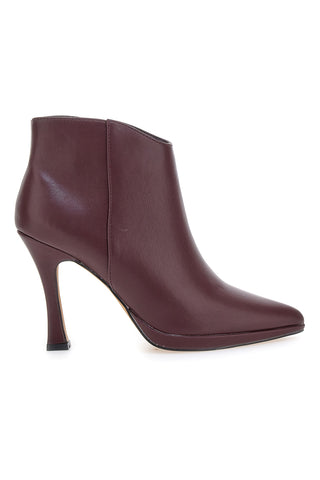 Mon dieu 1929Q20 bordeauxrote Stiefeletten mit Spulenabsatz