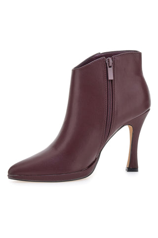 Mon dieu 1929Q20 bordeauxrote Stiefeletten mit Spulenabsatz