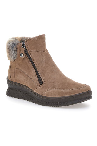 Beige Stiefeletten mit Reißverschluss und Fellfutter iMac 8566817152017