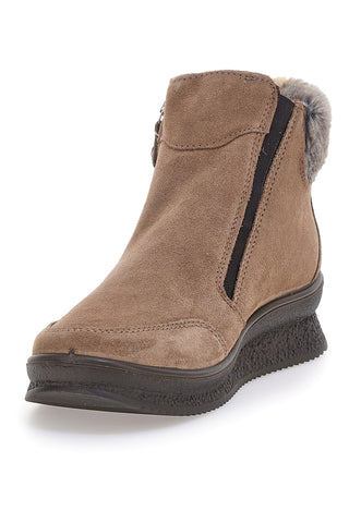 Beige Stiefeletten mit Reißverschluss und Fellfutter iMac 8566817152017