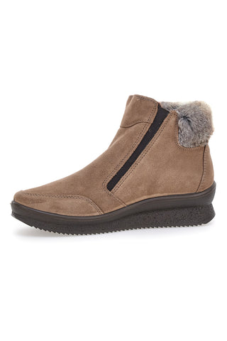 Beige Stiefeletten mit Reißverschluss und Fellfutter iMac 8566817152017