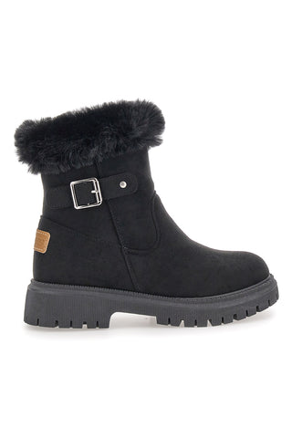 Stivaletti neri con zip laterale, fibbia e interno con pelo Carrera CAW759092020