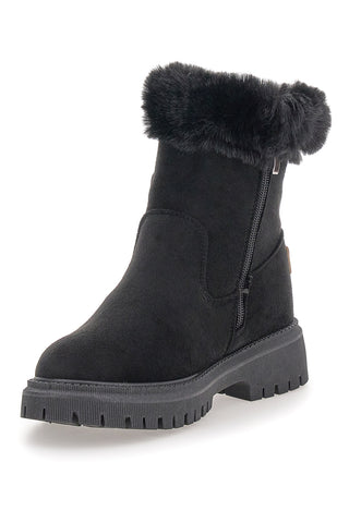 Stivaletti neri con zip laterale, fibbia e interno con pelo Carrera CAW759092020