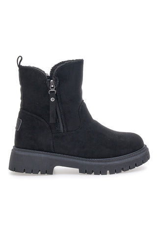 Carrera CAW759102020 schwarze Stiefeletten mit seitlichem Reißverschluss und Fellfutter