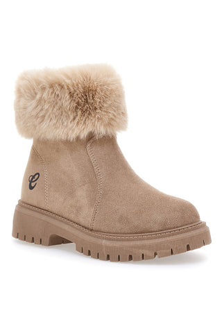 Stivaletti beige con zip laterale, bordo in pelo e interno caldo Carrera CAW759136363