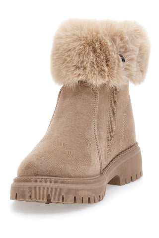 Stivaletti beige con zip laterale, bordo in pelo e interno caldo Carrera CAW759136363