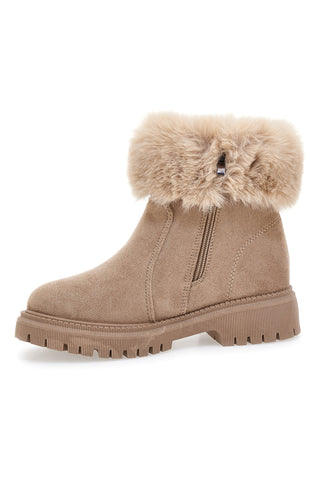 Stivaletti beige con zip laterale, bordo in pelo e interno caldo Carrera CAW759136363