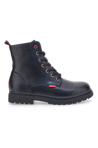 Levi's – Catherine – Schwarze Schnürstiefel mit roten Details