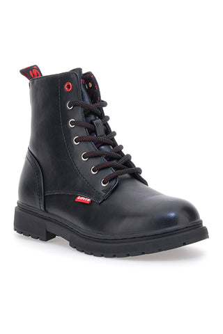 Levi's – Catherine – Schwarze Schnürstiefel mit roten Details