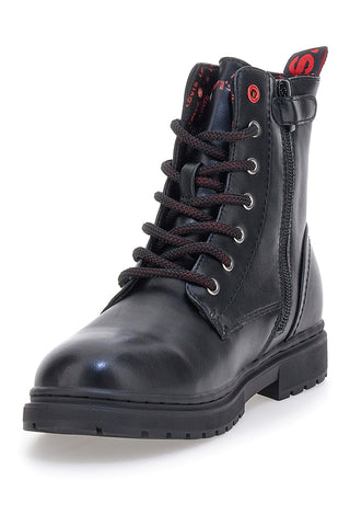 Levi's – Catherine – Schwarze Schnürstiefel mit roten Details