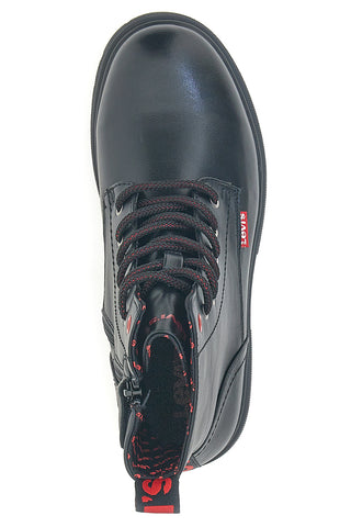 Levi's – Catherine – Schwarze Schnürstiefel mit roten Details