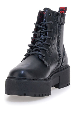 Anfibi neri platform con zip laterale e dettagli logati Levi's VCOO0021S