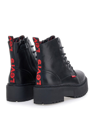 Anfibi neri platform con zip laterale e dettagli logati Levi's VCOO0021S