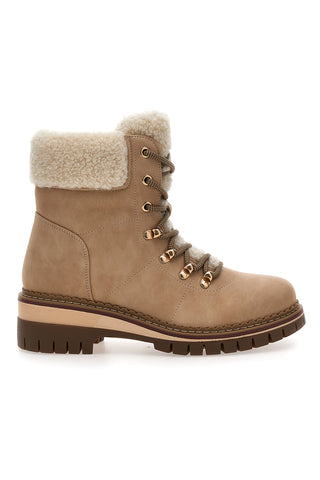 Beige Stiefeletten mit Fellfutter und Metallösen Altemberg 3