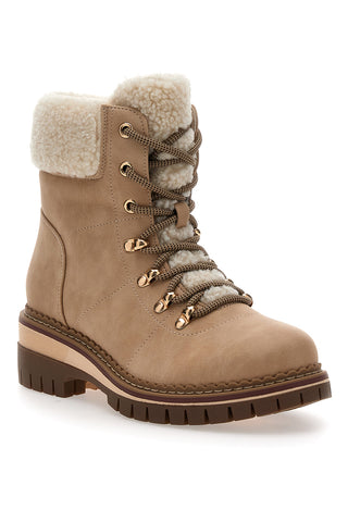 Beige Stiefeletten mit Fellfutter und Metallösen Altemberg 3