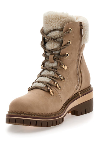 Beige Stiefeletten mit Fellfutter und Metallösen Altemberg 3