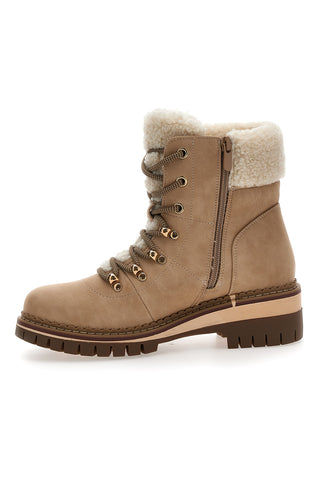 Beige Stiefeletten mit Fellfutter und Metallösen Altemberg 3