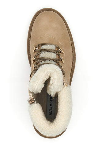 Beige Stiefeletten mit Fellfutter und Metallösen Altemberg 3