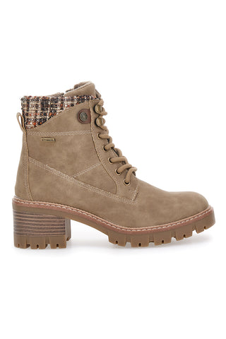 Taupefarbene Stiefel mit Tweed-Detail und Altemberg-4-Stollensohle